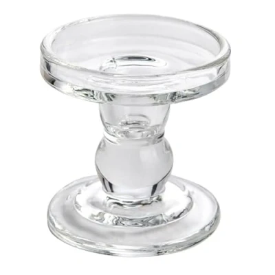 Abbildung von naninoa Kerzenständer DUAL Kerzenhalter, Kerzenleuchter für Stabkerzen, Spitzkerzen und Stumpenkerzen aus Glas. 8,5 x cm