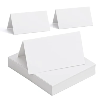 Abbildung von MumdoYAL 50 Stück Tischkarten Hochzeit,Namensschilder Hochzeit,Tischkarten Blanko,Blank Place Cards,Platzkarten Hochzeit,Tischkärtchen,Namensschilder Tisch,für Hochzeit,Geburtstag,Party,Taufe