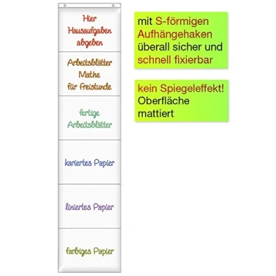 Abbildung von TimeTex Hänge Orga Taschen A4 6 Einstecktaschen im Querformat mit Haken 10662