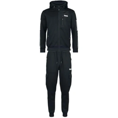 Abbildung von Lonsdale Herren Trainingsanzug mit Kapuze normale Passform BULOUGH Black/White M