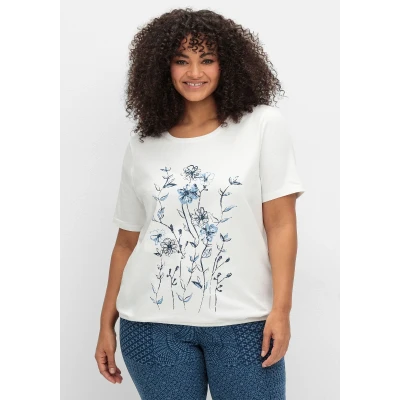 Abbildung von Sheego Tshirt print, Damen, Größe: 46, Weiß gemustert