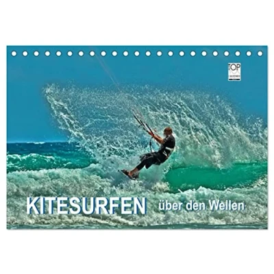 Abbildung von Kitesurfen über den Wellen (Tischkalender 2025 DIN A5 quer), CALVENDO Monatskalender