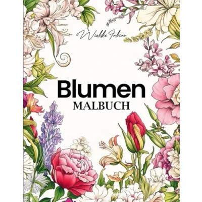 Abbildung von Blumen Malbuch: 50 Einzigartige Blumenmotive zur Stressbewältigung und Entspannung Florales Malbuch für Erwachsene, Kinder Jugendliche