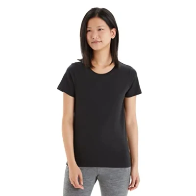 Abbildung von Icebreaker Damen Tencel Lyocell Baumwolle SS T Shirt für Alltag, Abenteuer, Fitnessstudio und Training Schwarz, XL