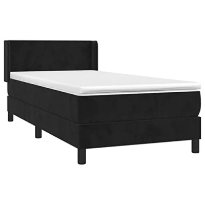 Abbildung von vidaXL Boxspringbett mit Matratze Einzelbett Polsterbett Bett Hotelbett Bettgestell Bettrahmen Lattenrost Schlafzimmerbett Schwarz 100x200cm Samt