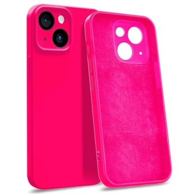 Abbildung von MyGadget Hülle kompatibel mit iPhone 15 [ 4 Layer Struktur Schutzhülle ] Gummierte Handyhülle Soft Inlay &amp; Hardcase Cover außen Magenta Pink