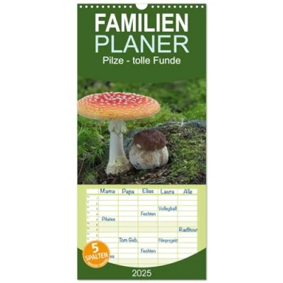 Abbildung von Familienplaner 2025 Pilze tolle Funde mit 5 Spalten (Wandkalender, 21 cm x 45 cm), CALVENDO