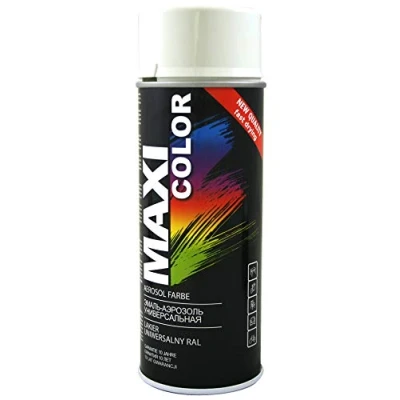 Abbildung von Maxi Color NEW QUALITY Sprühlack Lackspray Glanz 400ml Universelle spray Nitro zellulose Farbe schnell trocknender Sprühfarbe (RAL 9003 Signalweiß glänzend)