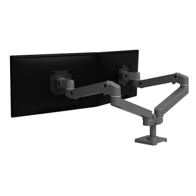 Abbildung von Tischhalterung für 2 Monitore nebeneinander bis je 27 Zoll und 1,8 9 kg, VESA Standard, Constant Force Bewegungstechnologie, 10 Jahre Garantie