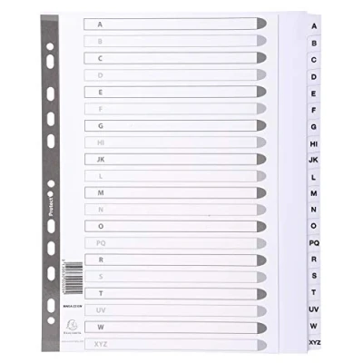 Abbildung von Exacompta A4 extra breiter bedruckter Index aus Mylar, 20 Teile (A Z), transparent