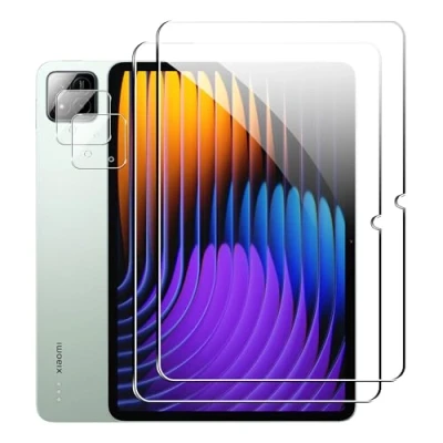 Abbildung von Rojeuinn Schutzglas Kompatibel mit Xiaomi Pad 7/7 Pro Panzerfolie Schutzfolie,[2 Stück und 2 Kameraschutz],9H Härte Anti Kratzen Displayschutz,HD Displayschutzfolie