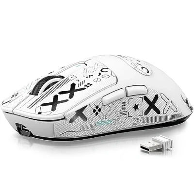 Abbildung von ATTACK SHARK X3 49g Superlight Maus mit Klebeband, PixArt PAW3395 Gaming Sensor, BT/2,4G Kabellose/Kabelgebundene Maus, 6 DPI 26000, 200 Stunden Akku, Büromäuse für Win11/Xbox/PS/Mac (Weiß)