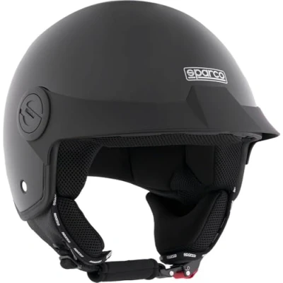 Abbildung von Sparco Riders 95142 Demi Jet Helm mit Schirm für Motorräder, metallisch, ABS Schale, Größe M, SCHWARZ METALLIC, M