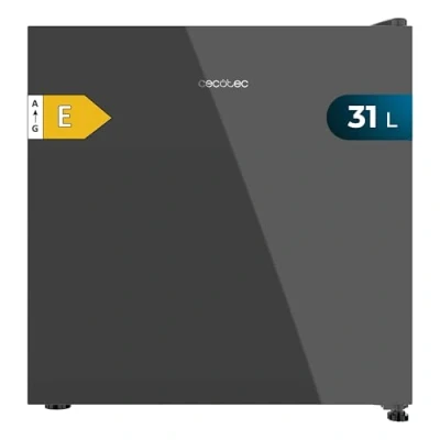 Abbildung von Cecotec Mini Kühlschrank Bolero CoolMarket TT 31 Dual Grau Glas E. Energieeffizienzklasse E, Tischkühlschrank aus grauem Glas, 49,6x47,4 cm, Kapazität 31L, Dualfunktion, herausnehmbare Ablage