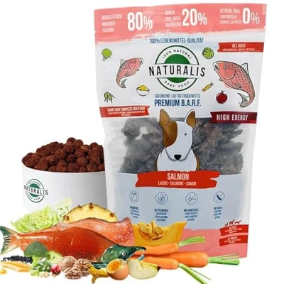 Abbildung von Naturalis Smart 80 Barf Trockenbarf Hundefutter 1kg Lachs Alleinfuttermittel ohne Zusätze getreidefrei sojafrei glutenfrei 100% Natur schonend luftgetrocknet…