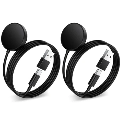 Abbildung von 2 Stück Smartwatch Ladekabel für Samsung Galaxy Watch 7/Ultra/Watch 6/6 Classic/5/5 Pro/4/3/Active 2, USB C Magnetisches Wireless Ladegerät Ladestation
