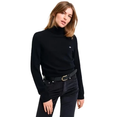 Abbildung von GANT Extrafine Rollneck Strickpullover, Damen, Größe: Medium, Black