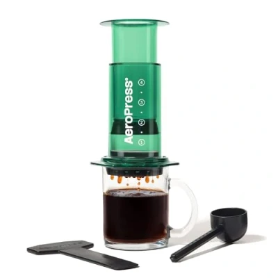 Abbildung von AeroPress Clear Grüne Kaffeepresse 3 in 1 Kaffeemaschine kombiniert French Press &amp; Espresso Stil Vollmundiger Kaffee ohne Bitterkeit Tragbare Mini für Camping Reisen, Grün