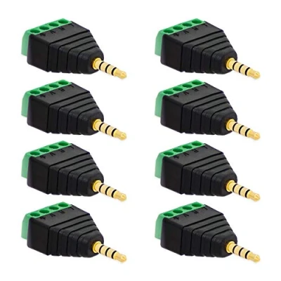Abbildung von 8X Klinke Adapter Stecker 3,5mm &gt;Terminal Block 4 Pin Schraub Klemmen Kabel
