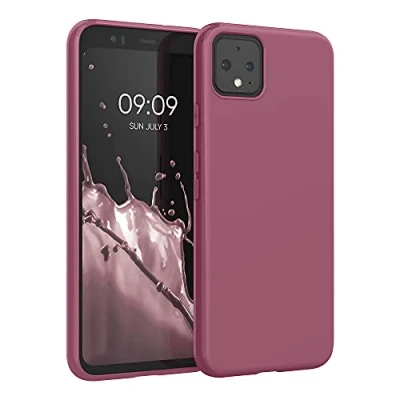 Abbildung von kwmobile Hülle kompatibel mit Google Pixel 4 weiches TPU Silikon Case Cover geeignet für kabelloses Laden Dark Rose