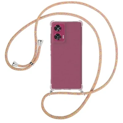 Abbildung von mtb more energy® Handykette kompatibel mit Motorola Edge 50 Fusion 5G (6.7&#039;&#039;) Rainbow/Metallteile: Silber Smartphone Hülle zum Umhängen TPU Case