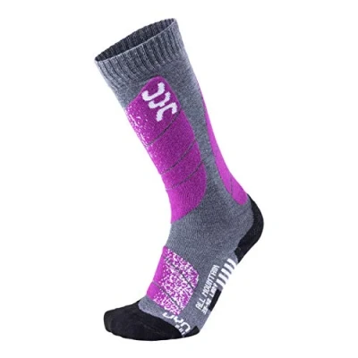 Abbildung von UYN Socken SKI ALL Mountain Socken, Damen, Größe: 37/38, Medium grey melange/purple