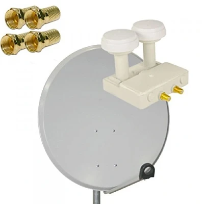 Abbildung von Premium X Satelliten Komplettanlage 80cm Satellitenschüssel Twin Monoblock Astra Hotbird SAT LNB 4X F Stecker für 2 Teilnehmer