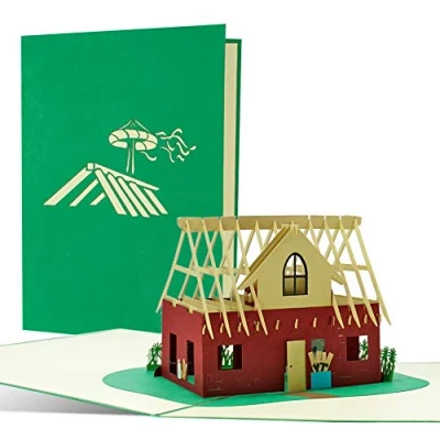Abbildung von Diese Klappkarten Glückwunschkarte zum Hausbau, Richtfest Karte, Geschenkidee oder Geschenk Einzug Umzug Einladung, Gutschein zu Richtfest, Einweihungsfeier, T22
