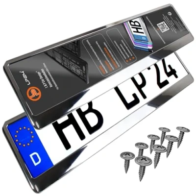 Abbildung von L &amp; P Car Design Kennzeichenhalter für Auto in schwarz hochglanz Kennzeichenhalterung, (2 Stück)