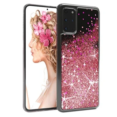 Abbildung von EAZY CASE Hülle kompatibel mit Samsung Galaxy S20 Plus / 5G Schutzhülle Flüssig Glitzer, Handyhülle, Glitter Flüssigkeit, TPU/Silikon, Transparent/Durchsichtig, Rosa