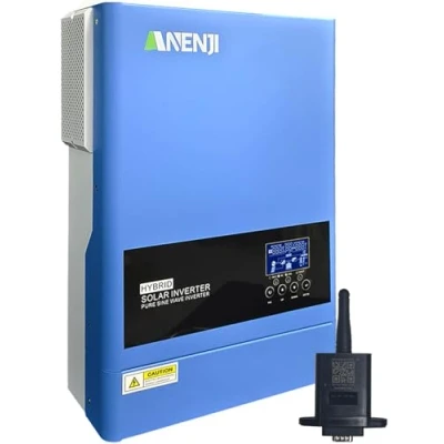 Abbildung von Aninerel 6200W Solar Hybrid Wechselrichter 48V netzunabhängiger Reiner Sinus DC auf 220V/230V AC mit 120A MPPT Solarregler Max. PV Eingang 500V,Arbeit Lithium Batterien