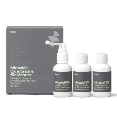 Abbildung von Sons Minoxidil 5% Lösung zur äußeren Anwendung, Haarwuchs &amp; Verdichtung, bei Haarausfall lichtem Haar Männern, Reaktiviert verkleinerte Follikel, Präziser Pumpspender 3 Monate Tropfen