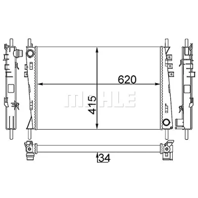 Abbildung von MAHLE ORIGINAL CR 1348 000S Kühler, Motorkühlung 620 415 34 Kühlrippen mechanisch gefügt JAGUAR: X Type Limousine