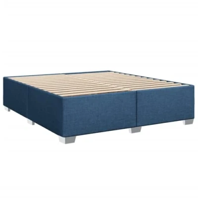 Abbildung von vidaXL Bettgestell, Bett mit Bettfüße Lattenrost, Polsterbett für Schlafzimmer, Doppelbett Bettrahmen, Modern, Blau 200x200cm Stoff