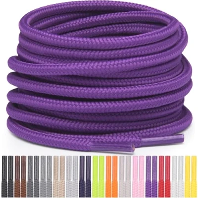 Abbildung von Miscly Schnürsenkel Rund Reißfest für Sportschuhe, Sneaker und Stiefel, Ø 4 mm (69 cm, Violett)