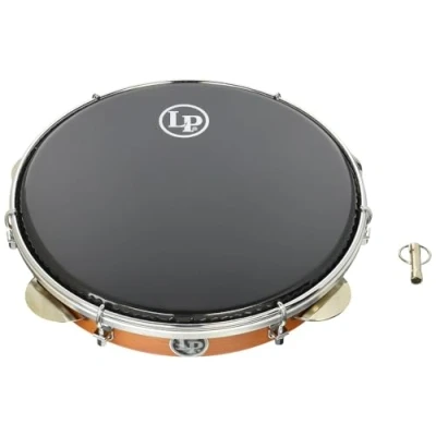 Abbildung von LP Latin Percussion LP3010 Pandeiro Brazilian 10&quot; Hartholz + 2 lagiges schwarzes Kunststofffell, Finish: Honey/Chrom Hardware, 5 Schellen