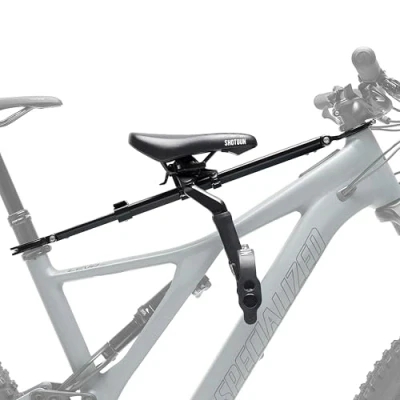 Abbildung von Kids Ride Shotgun Pro Kinderfahrradsitz für Mountainbikes, Kein Rahmenkontakt, Vorne montierter Fahrradsitz Kinder von 2 5 Jahren (bis zu 27kg), Kompatibel mit MTBs Erwachsene