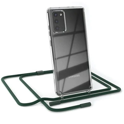 Abbildung von EAZY CASE kombinierbare Handyketten kompatibel mit Samsung Galaxy Note 20 / 5G, Transparente Silikon Hülle Band, abnehmbar durch abschraubbare Endstücke, Gurt zum wechseln, Pinien Grün
