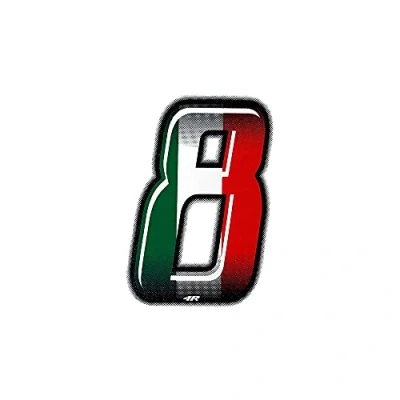 Abbildung von 4R Quattroerre.it 13238 Startnummer 8 Aufkleber für Motorräder, Italien, 10 x 6.5 cm