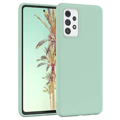 Abbildung von EAZY CASE Premium Silikon Handyhülle kompatibel mit Samsung Galaxy A72, A72 (5G), Slimcover Kameraschutz und Innenfutter, Silikonhülle, Schutzhülle, Bumper, Handy Case, Hülle, Softcase, Mintgrün