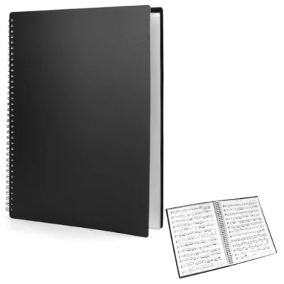 Abbildung von QWORK® A4 60 Seiten Moderner Notenordner, 30 Fächer Notenmappen für Notenblätter, Musiker und Büro