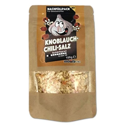 Abbildung von Knoblauch Chili Salz Nachfüllset für Gewürzsalzmühlen 100 g