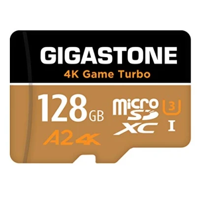 Abbildung von Gigastone 4K Game Turbo 128GB MicroSDXC Speicherkarte und SD Adapter mit A2 App Leistung bis zu 100/50 MB/s, Kompatibel Switch, UHS I U3 Klasse 10 (5 Jahre kostenlose Datenwiederherstellung)