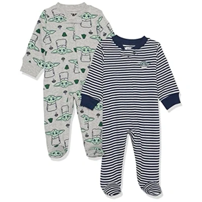 Abbildung von Amazon Essentials Disney Marvel Star Wars Unisex Baby Baumwoll Strampler mit Fuß Auslauffarben, 2er Pack, pack das Kind, Frühchen