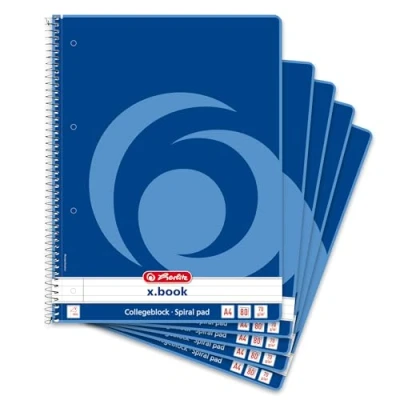 Abbildung von Herlitz 10834125 Collegeblock A4, 80 Blatt liniert mit Rand links, 70 g/m², 5 Stück