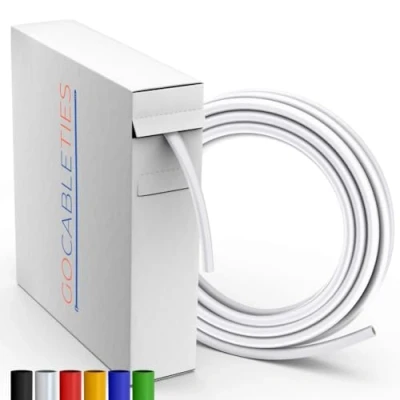Abbildung von Gocableties Hochwertige Schrumpfschlauch Weiß 9,5 mm x 7 m Schrumpfverhältnis 2:1 wasserdichter schrumpfschläuche zur Kabelisolierung, Markierung, Kabelbündelung und für Reparaturen