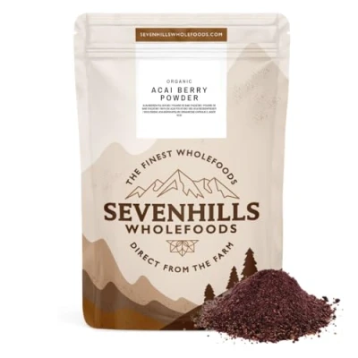 Abbildung von Acai Beeren Pulver Bio 500g, Rohkost, Gefriergetrocknet, Aus Brasilien, Pur &amp; Natürlich, Sevenhills Wholefoods, für Smoothie, Shake, Backen