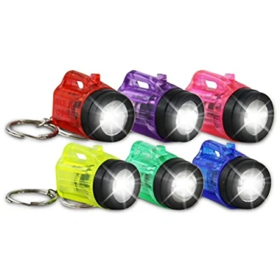 Abbildung von Hillfield® 12 x Schlüsselanhänger Taschenlampe Lampe Kunststoff 4 cm transparent