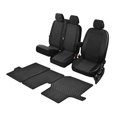 Abbildung von Passgenaue Sitzbezüge Viva und Gummifußmatten kompatibel mit VW Crafter ab 2017 EIN Set