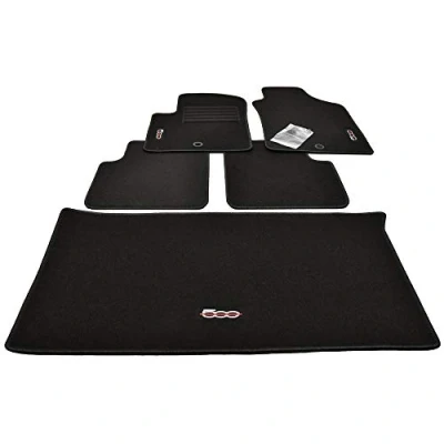 Abbildung von Velours Fußmatten + Kofferraum Set geeignet für FIAT 500 C Cabrio ab Bj.2007 2013 sw